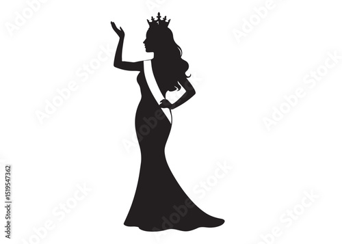 beauty queen head logo silhouette vector, beauty queen logo icon silhouette, queen logo with a crown on her head, beauty queen luxury queen vector logo silhouette design on white background