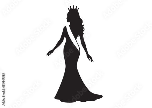 beauty queen head logo silhouette vector, beauty queen logo icon silhouette, queen logo with a crown on her head, beauty queen luxury queen vector logo silhouette design on white background