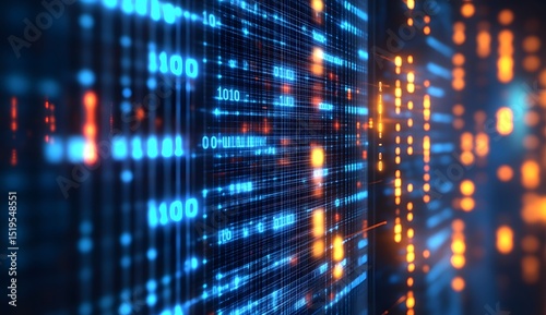 Wallpaper Mural Digital technology background with circuit board and binary code, creating an abstract representation of data transfer in the digital age.  Torontodigital.ca