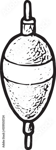 A hand-drawn sketch of a fishing bobber, floating on water, a vital tool for detecting fish bites