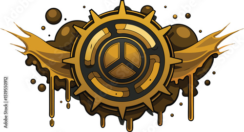 Steampunk Metallic Paint Texture Splash Design.