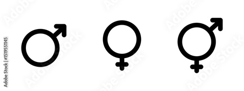 Gender icon. Male, female and transgender symbols combined in one vector. Represents sexual identity, diversity and inclusivity symbol. Used for gender studies, equality and community pictogram.