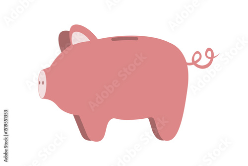 Pink piggy bank side view