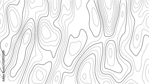 Topographic Line Map in Antique Style, Capturing Natural Landforms Through Contour Drawing with a Weathered, Vintage Outdoor Adventure Vibe.