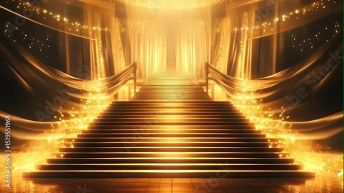 golden staircase on background	
