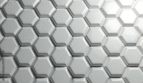 3d render white pentagon tile wall, abstract background