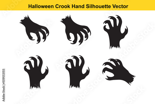 Monster Claw Silhouette Icons – Scary Vector Hands with Sharp Talons