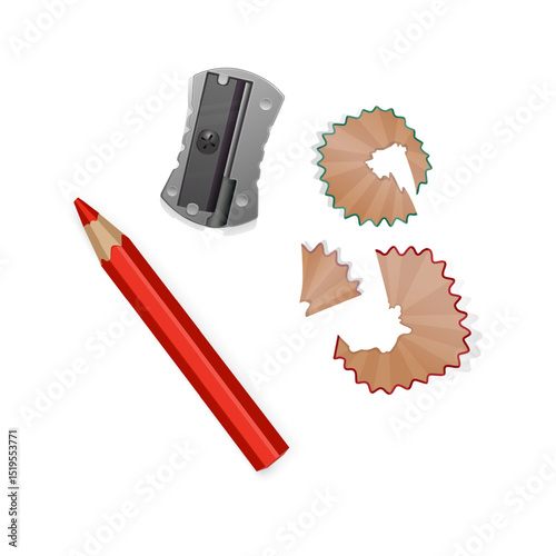 Pencil, Sharpener, and Shavings A School and Art Supplies Still Life