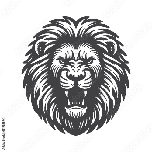 Vintage Hand-Drawn African Lion with Fierce Angry Expression Illustration – Wild Animal Engraved Style Vector for T-Shirts, Posters, Stickers, and Safari-Inspired Apparel
