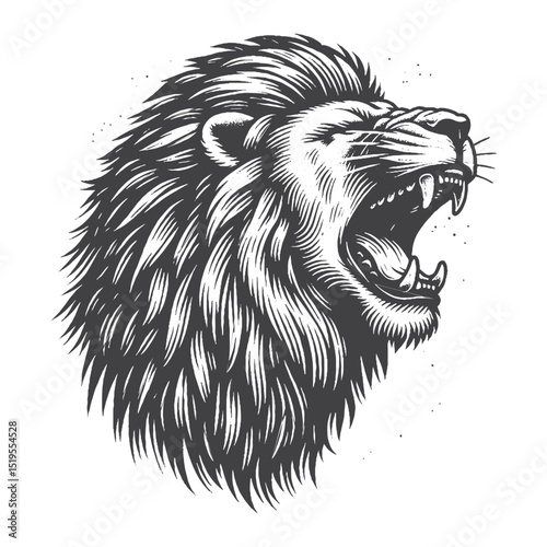 Vintage Hand-Drawn African Lion Yawning Lazily Illustration – Wild Animal Engraved Style Vector for T-Shirts, Posters, Stickers, and Relaxed Safari-Themed Apparel