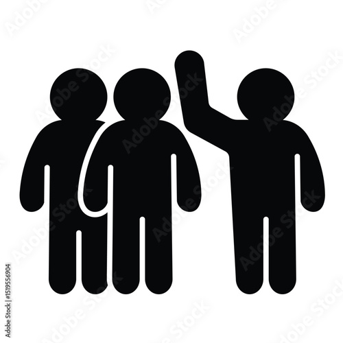 Activist men and community solid icon, charity concept. Vector graphics. Volunteer with people group sign on white background, style mobile or design.
