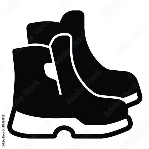 Winter boots pair solid icon, charitable donation concept. Vector graphics. Boots with zipper, footwear sign on white background, style mobile or design.