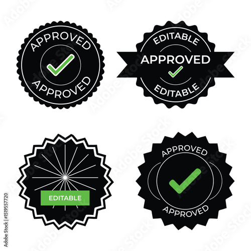 Set of Approved and Editable Badge seals -Vector Design,  
seal set, approved logo