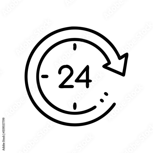 Time management concept with a 24-hour clock symbol illustrating continuous cycles and productivity enhancement