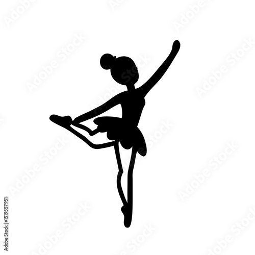 Graceful ballet dancer performing an elegant pose in a minimalist silhouette against a plain background