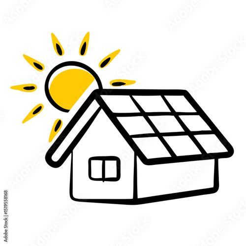 Sustainable energy solutions with solar panels on a modern house under a bright sun