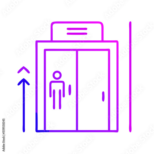 Elevator door opening with a person preparing to step inside at a modern building in an urban setting