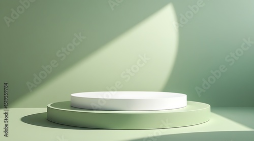 Minimalist green and white product display podium