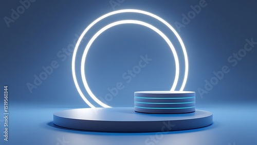 Modern minimalist product display with neon lights