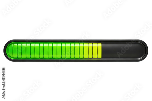 Progress indicator bar showing battery isolated on a transparent background