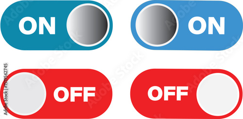 ON and OFF toggle icon set. Setting toggle icons design. Black switch button, switch buttons set symbol vector,
