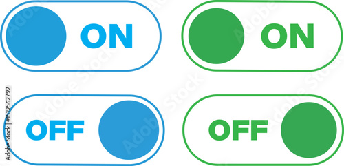 Set of turn on and off buttons icons set. Setting toggle icons design. Black switch button, Switch buttons ON OFF isolated, vector illustration,

