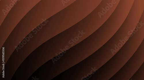 Curved brown abstract shapes create a modern, flowing pattern against a dark background, abstract texture gradient motion background animation.