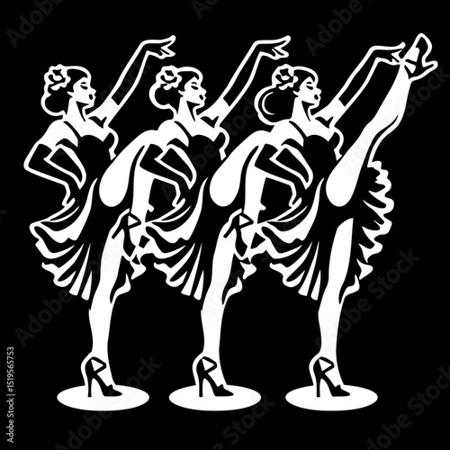 Cancan Dancers Silhouette.