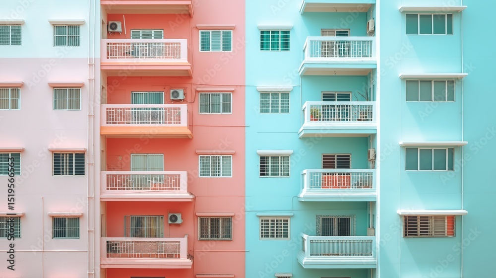 Pastel-toned building with clean lines, a minimalist urban view. Serene simplicity in soft daylight. Pastel-toned building with clean lines, a minimalist urban view. Serene simplicity in soft daylight.
