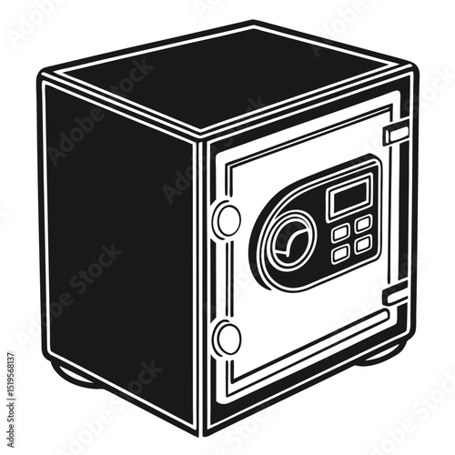 Isolated Illustration of a Strong Safe Box for Security and Protection