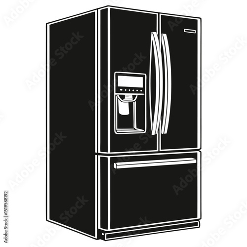Modern French Door Refrigerator with Water Dispenser and Bottom Freezer Drawer