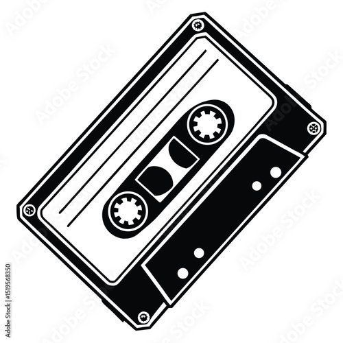 Monochrome Cassette Tape Image Displaying Music Nostalgia and Recording Technology Style