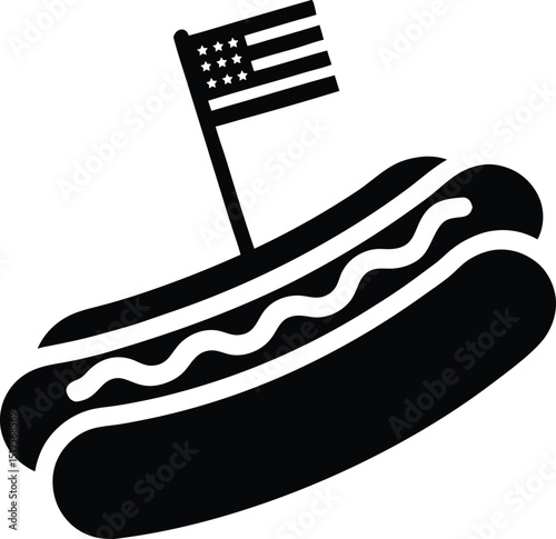 Patriotic Hot Dog Silhouette: 4th of July Food icon