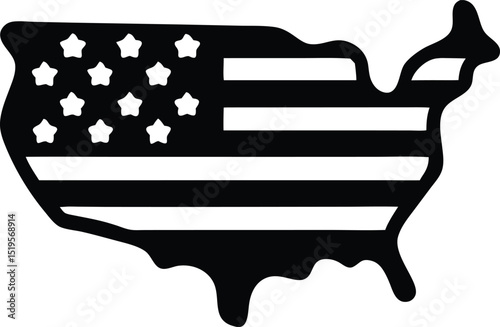 usa map with flag silhouette icon