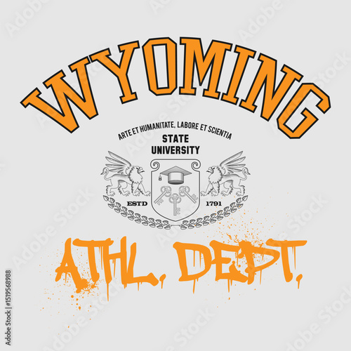 Retro typography university vintage slogan print, 
highlighted grunge texture for graphic t-shirt or sweatshirt hoodie - Vector