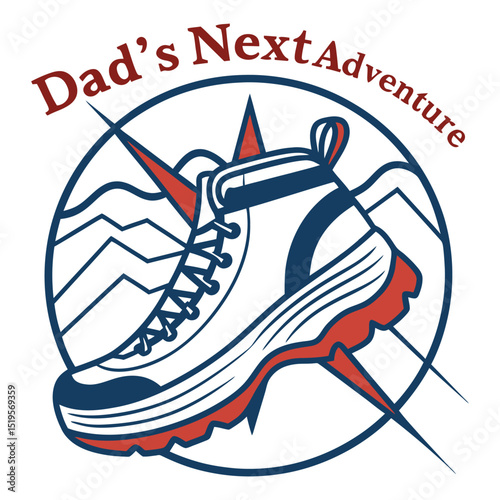 "Dad's Next Adventure" Hiking Boot & Mountain T-Shirt Design
