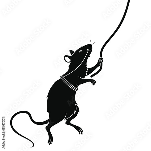 Black cat and mouse animal silhouette vector illustration design
