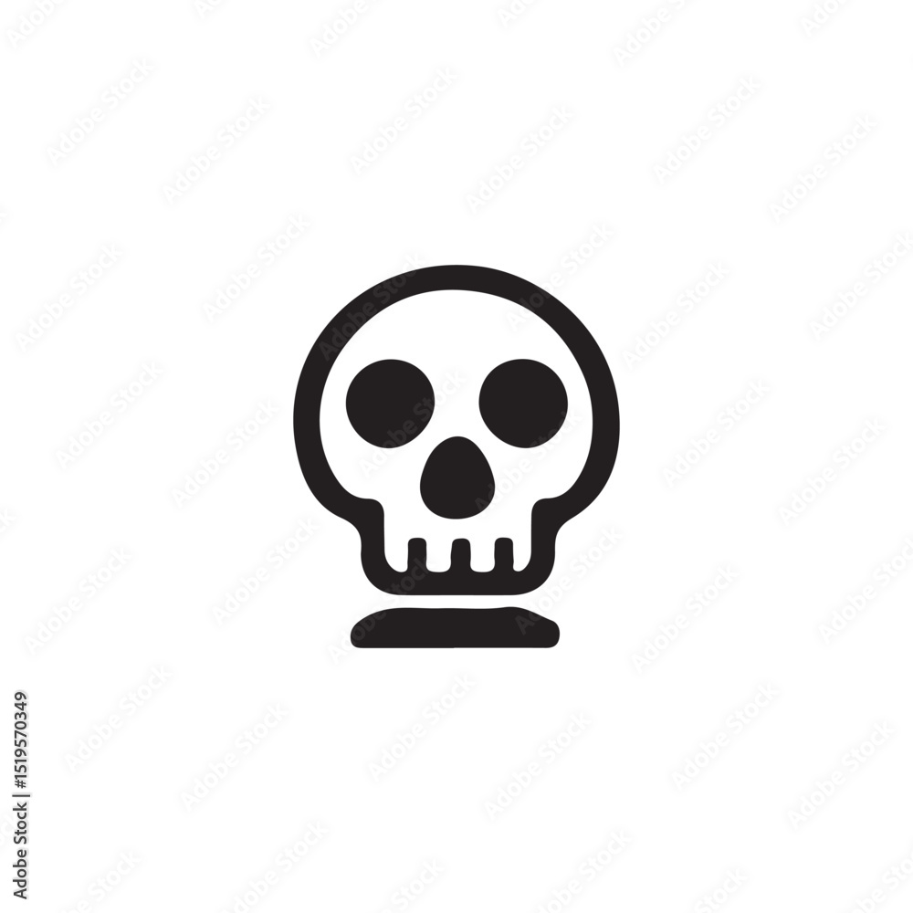 Simple black and white skull graphic design.A clean, minimalist graphic of a skull in black outline. Simple black and white skull graphic design.A clean, minimalist graphic of a skull in black outline.