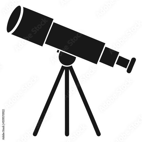 High Precision Telescope on Tripod Vector Icon for Astronomy Observation Space Exploration and Scientific Research Equipment

