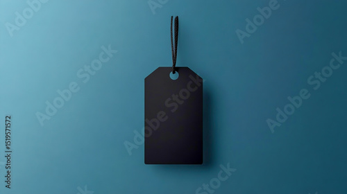 Minimalist Black Hanging Tag Mockup on Clean Studio Background photo