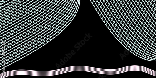Black background with curved lines like a net, black color background with abstract shape, smooth line background