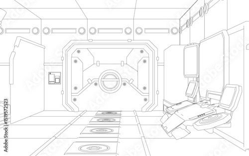 Futuristic, modular industrial Sci-fi lab with advanced robotic arms and precision components. It features circular workholding areas, intricate mechanical joints, and multiple control panels