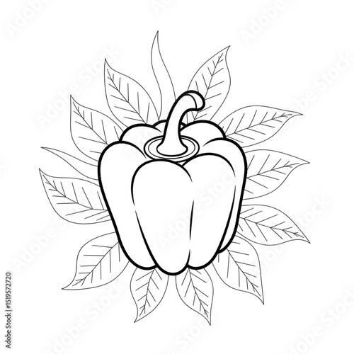 A line art capsicum illustration of a coloring page 