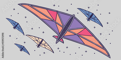 Hang Gliders Soaring Through a Starry Night Sky