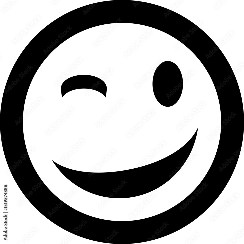 Fototapeta premium Winking Happy Face Emoji Vector Icon