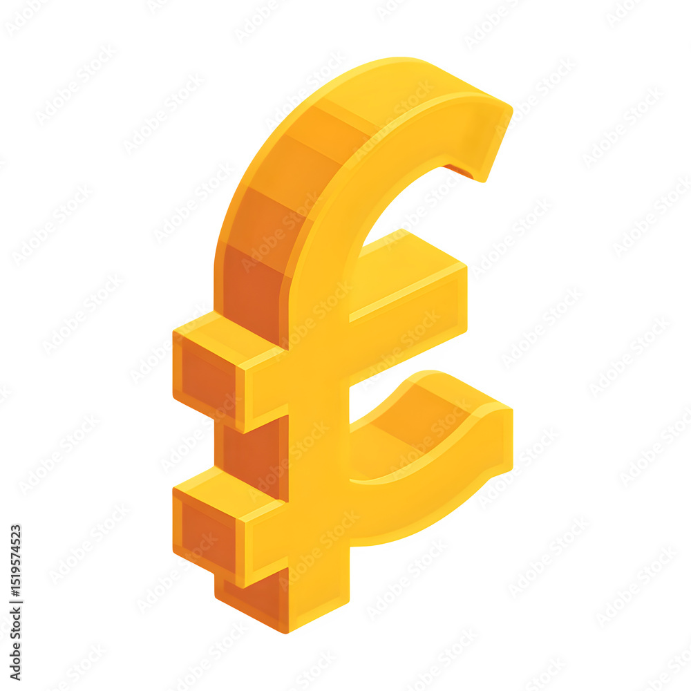 Obraz premium Sign Of Pound Sterling In Isometric 3d Style Money Symbol Image, high resolution digital graphic illustration for web and print use with clean background perfect for ads social media