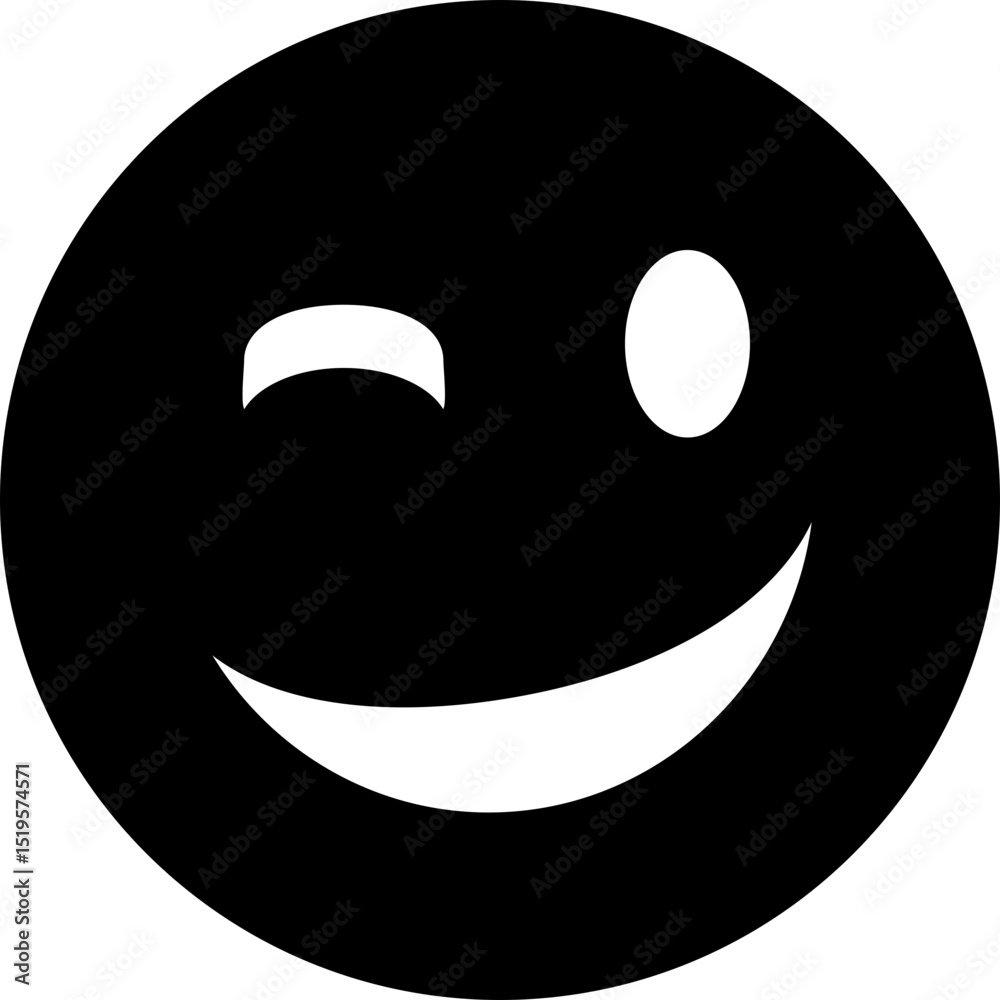 Obraz premium Winking Smiling Face Emoji Vector Icon