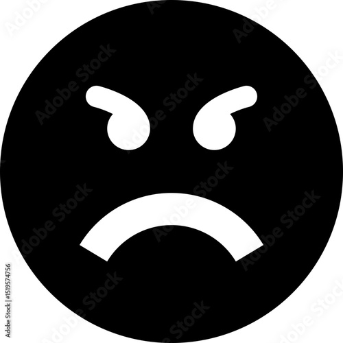 Angry Sad Frowning Face Emoji Vector Icon