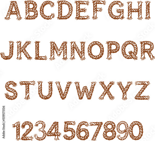 Twisted Rope typography font lettering ABC cartoon vector text