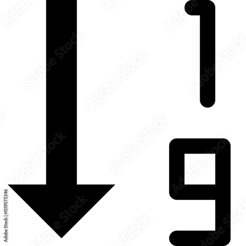 Reverse Numbered List Icon - Descending Number Order Vector Symbol